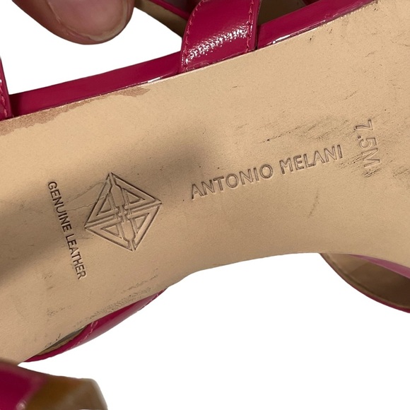 Antonio Melani Hot Pink Patent Leather Strappy Slingback Heels Sandals Sz 7.5 - Picture 9 of 10